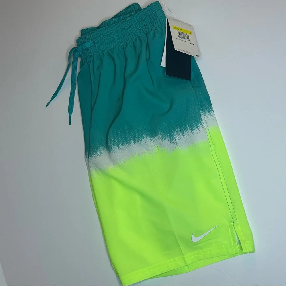 Nike Turquoise and Neon Green Swim Shorts